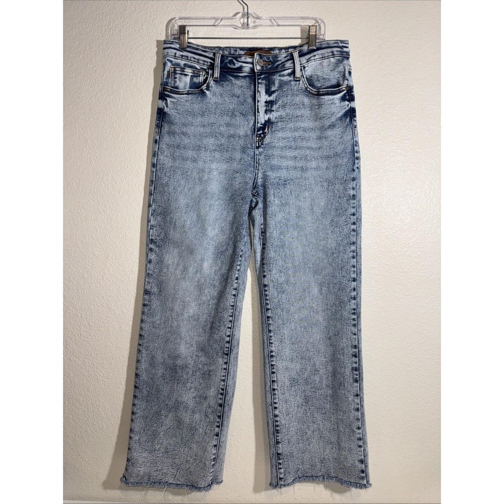 Judy Blue Jeans Bad Blood High Rise Wide Leg Acid Wash  SZ 15/32 Boho Skater 90s